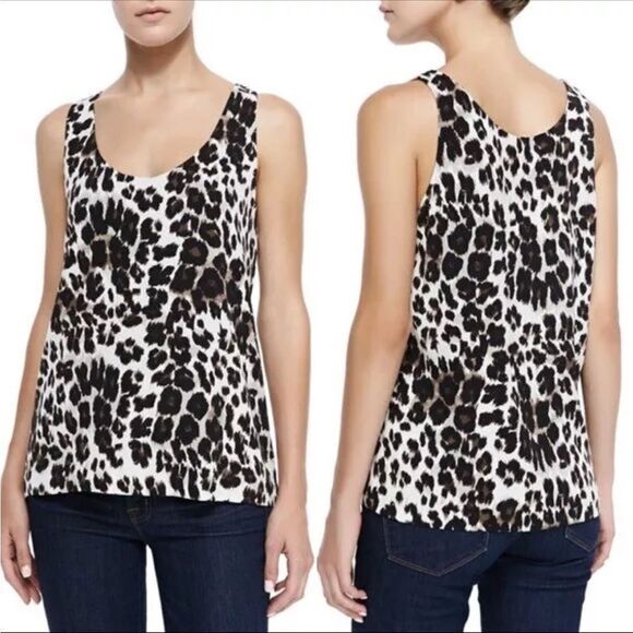 Diane Von Furstenberg Jackie Cheetah Print Silk Sleeveless Tank Top Blouse M - Picture 1 of 8